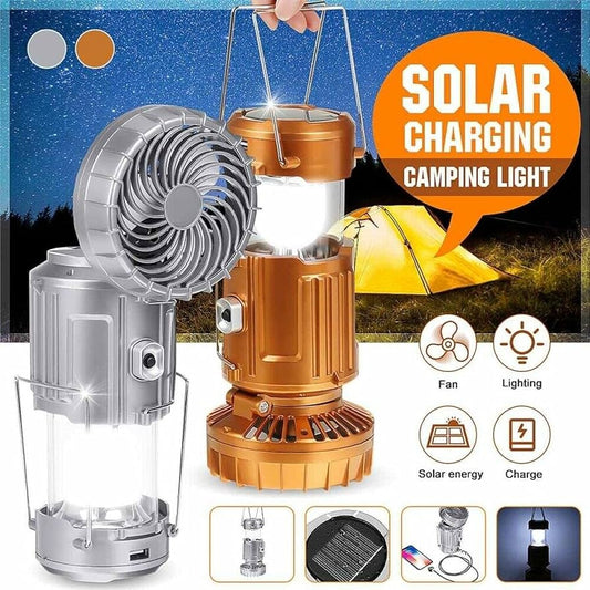 6 in 1 Multi-function Portable LED Camping Lantern With Fan of Large Size Solar Led fan